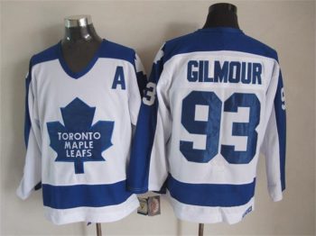 Vintage Toronto Maple Leafs #93 GILMOUR stitched White-Blue Hockey Jersey Throwback Edition (3)