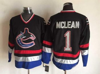 Vintage Vancouver Canucks #1 Kirk McLean Stitched Black Hockey Jersey Throwback Edition (2)