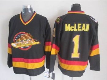 Vintage Vancouver Canucks #1 Kirk McLean Stitched Black Hockey Jersey Throwback Edition