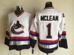 Vintage Vancouver Canucks #1 Kirk McLean Stitched White Hockey Jersey Throwback Edition
