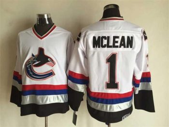 Vintage Vancouver Canucks #1 Kirk McLean Stitched White Hockey Jersey Throwback Edition