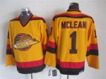 Vintage Vancouver Canucks #1 Kirk McLean Stitched Yellow Hockey Jersey Throwback Edition