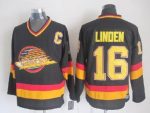 Vintage Vancouver Canucks #16 Trevor Linden Stitched Black Hockey Jersey Throwback Edition