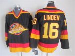 Vintage Vancouver Canucks #16 Trevor Linden Stitched Black Hockey Jersey Throwback Edition (3)
