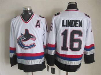 Vintage Vancouver Canucks #16 Trevor Linden Stitched White Hockey Jersey Throwback Edition (4)