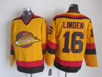 Vintage Vancouver Canucks #16 Trevor Linden Stitched Yellow Hockey Jersey Throwback Edition