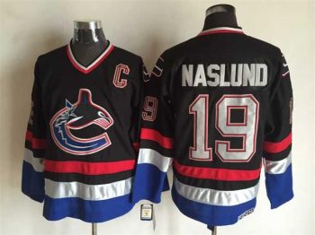 Vintage Vancouver Canucks #19 Markus Naslund Stitched Black Hockey Jersey Throwback Edition
