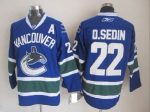 Vintage Vancouver Canucks #22 Daniel Sedin Stitched Blue Hockey Jersey Throwback Edition (2)