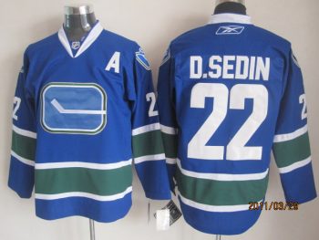 Vintage Vancouver Canucks #22 Daniel Sedin Stitched Blue Hockey Jersey Throwback Edition