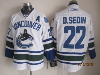 Vintage Vancouver Canucks #22 Daniel Sedin Stitched White Hockey Jersey Throwback Edition (2)