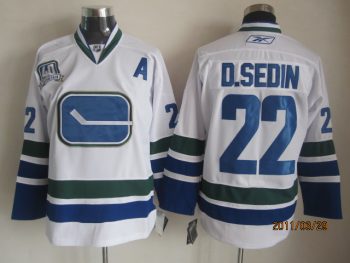 Vintage Vancouver Canucks #22 Daniel Sedin Stitched White Hockey Jersey Throwback Edition