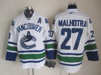 Vintage Vancouver Canucks #27 Manny Malhotra Stitched White Hockey Jersey Throwback Edition