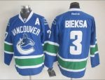 Vintage Vancouver Canucks #3 Kevin Bieksa Stitched Blue Hockey Jersey Throwback Edition