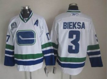 Vintage Vancouver Canucks #3 Kevin Bieksa Stitched White Hockey Jersey Throwback Edition (2)