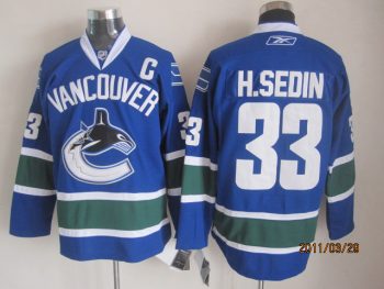 Vintage Vancouver Canucks #33 Henrik Sedin Stitched Blue Hockey Jersey Throwback Edition (2)