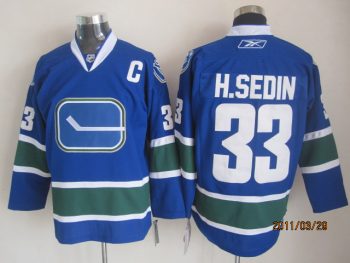 Vintage Vancouver Canucks #33 Henrik Sedin Stitched Blue Hockey Jersey Throwback Edition (2)