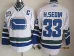 Vintage Vancouver Canucks #33 Henrik Sedin Stitched White Hockey Jersey Throwback Edition (2)