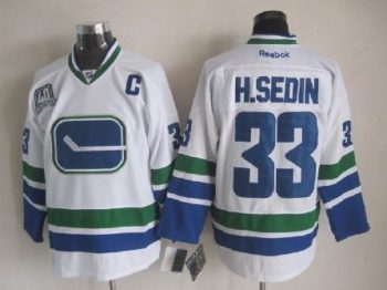Vintage Vancouver Canucks #33 Henrik Sedin Stitched White Hockey Jersey Throwback Edition (3)