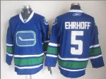 Vintage Vancouver Canucks #5 Christian Ehrhoff Stitched Blue Hockey Jersey Throwback Edition