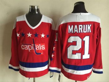 Vintage Washington Capitals #21 Dennis Maruk Stitched Red Hockey Jersey Throwback Edition