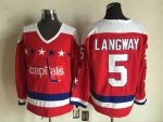 Vintage Washington Capitals #5 Rod Langway Stitched Red Hockey Jersey Throwback Edition