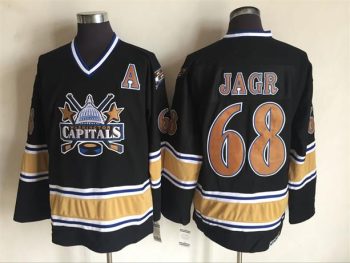 Vintage Washington Capitals #68 Jaromir Jagr Stitched Black Hockey Jersey Throwback Edition