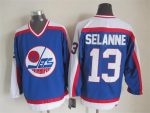 Vintage Winnipeg Jets #13 Teemu Selanne Stitched Blue Hockey Jersey Throwback Edition
