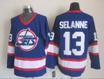 Vintage Winnipeg Jets #13 Teemu Selanne Stitched Blue Hockey Jersey Throwback Edition (2)