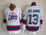 Vintage Winnipeg Jets #13 Teemu Selanne Stitched White Hockey Jersey Throwback Edition (3)