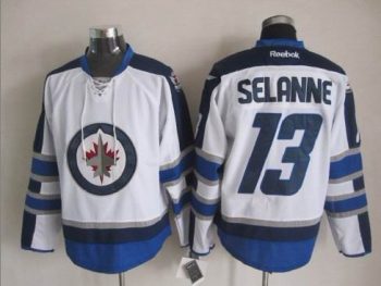 Vintage Winnipeg Jets #13 Teemu Selanne Stitched White Hockey Jersey Throwback Edition