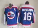 Vintage Winnipeg Jets #16 Laurie Boschman Stitched Blue Hockey Jersey Throwback Edition