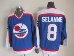 Vintage Winnipeg Jets #8 Teemu Selanne Stitched Blue Hockey Jersey Throwback Edition