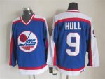 Vintage Winnipeg Jets #9 Brett Hull Stitched Blue Hockey Jersey Throwback Edition