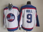 Vintage Winnipeg Jets #9 Brett Hull Stitched White Hockey Jersey Throwback Edition