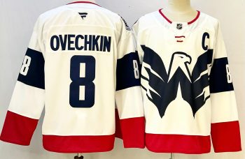 Washington Capitals #8 Ovechkin White stitched hockey jersey