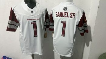 Washington Commanders 1 Curtis Samuel Sr White & Maroon Stitched Jersey