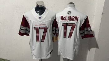 Washington Commanders 17 Terry McLaurin White & Maroon Stitched Jersey