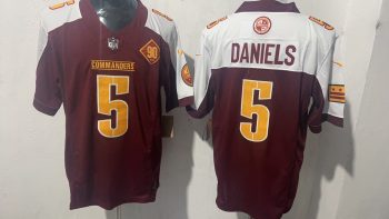 Washington Commanders 5 Jayden Daniels Maroon & White Stitched Jersey