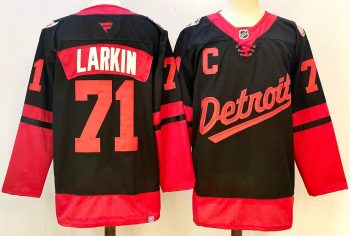 Detroit Red Wings #71 Larkin Black stitched hockey jersey