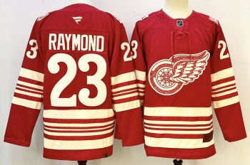 Detroit Red Wings #23 Lucas Raymond Stitched Red & Cream Hockey Jersey