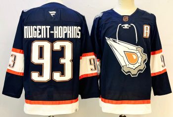 Edmonton Oilers #93 Ryan Nugent-Hopkins Stitched Navy Blue & Orange Hockey Jersey